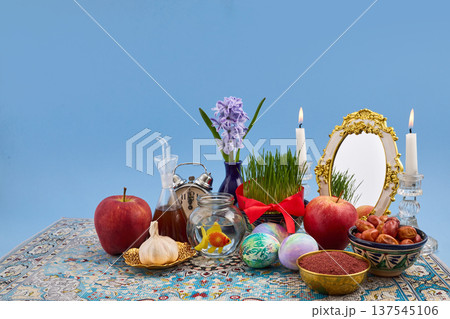 Haft-sin table celebrating persian new year nowruz festival 137545106