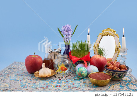 Haft-sin table celebrating persian new year nowruz 137545123