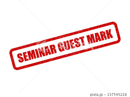 Distressed red rubber stamp impression stating SEMINAR GUEST MARK for visitor tracking or official acknowledgement Distressed red rubber stamp impression stating SEMINAR GUEST MARK for visitor tracking or official acknowledgement 137545228