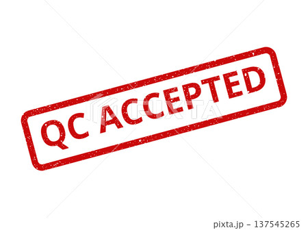 Distressed red rubber stamp mark indicating quality control acceptance, perfect for business approval documentation 137545265