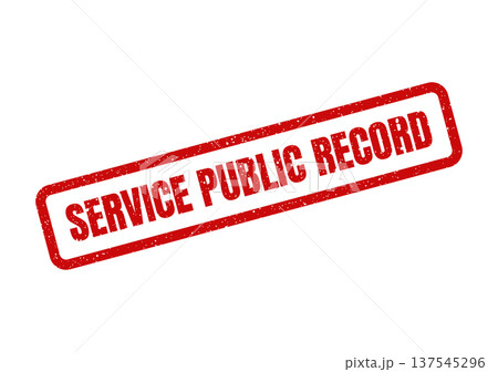 Distressed red rubber stamp stating SERVICE PUBLIC RECORD for official document marking or archive purposes 137545296