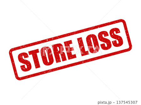 Distressed red rubber stamp with a speckled texture, clearly marking STORE LOSS to signify financial reporting or inventory management issues within a business setting Distressed red rubber stamp with a speckled texture, clearly marking STORE LOSS to signify financial reporting or inventory management issues within a business setting 137545307