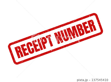 Distressed red rubber stamp with Receipt Number text to identify unique financial transactions Distressed red rubber stamp with Receipt Number text to identify unique financial transactions 137545410