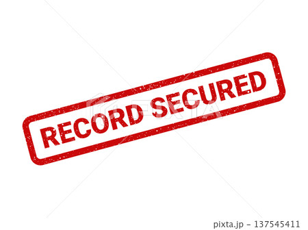 Distressed red rubber stamp with RECORD SECURED text, indicating successfully protected information or document status 137545411