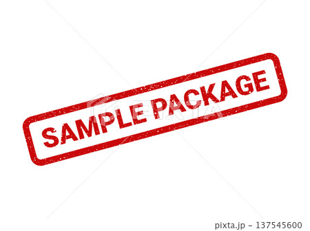Distressed rubber stamp displaying SAMPLE PACKAGE text indicating product status for business documentation and delivery tracking paperwork Distressed rubber stamp displaying SAMPLE PACKAGE text indicating product status for business documentation and delivery tracking paperwork 137545600