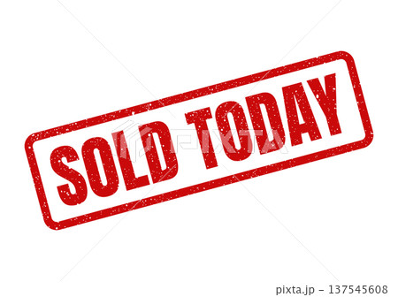 Distressed rubber stamp displaying SOLD TODAY for immediate sales notifications and limited time offers in commerce 137545608