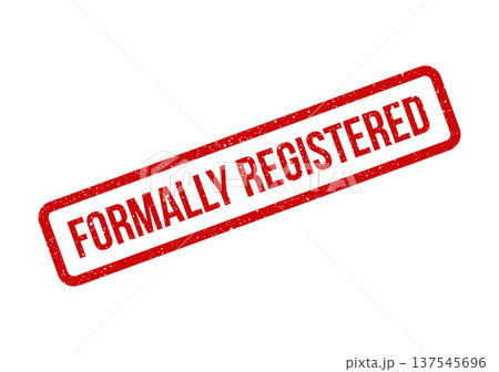 Distressed rubber stamp impression stating FORMALLY REGISTERED for official document approval indication 137545696