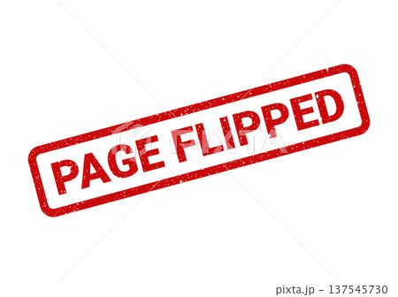 Distressed rubber stamp reading PAGE FLIPPED, suitable for website update notifications or navigation indicators 137545730
