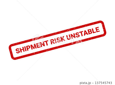 Distressed rubber stamp vector with text SHIPMENT RISK UNSTABLE warning of potential delivery issues 137545743