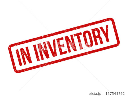 Distressed rubber stamp with the important phrase In Inventory, showing item availability or stock status 137545762