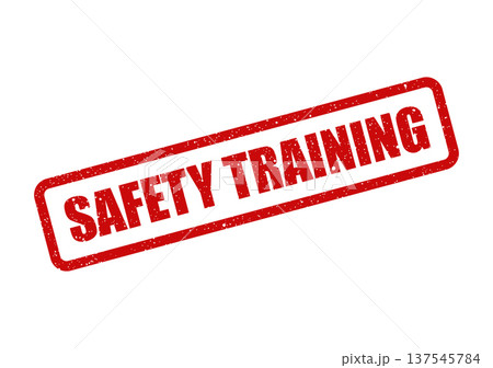 Distressed textured rectangular stamp featuring important SAFETY TRAINING message for business regulations and educational purposes 137545784