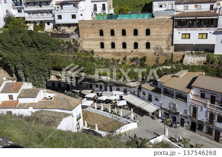 Exploring the narrow streets and unique architecture of Setenil de las Bodegas in Spain during a sunny day Exploring the narrow streets and unique architecture of Setenil de las Bodegas in Spain during a sunny day 137546268