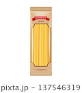 Spaghetti pasta in a transparent window package. Premium quality food product design for grocery and restaurant concepts 137546319