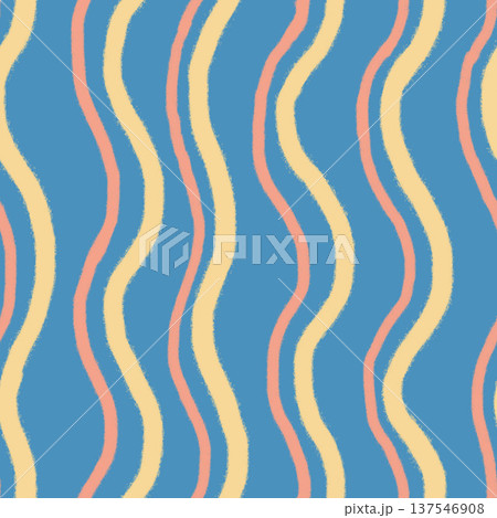 Abstract seamless pattern with vertical pink, yellow stripes and blue background. Hand painted illustration for design, print, fabric or background. Abstract seamless pattern with vertical pink, yellow stripes and blue background. Hand painted illustration for design, print, fabric or background. 137546908