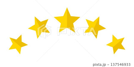 Five gold stars rating symbol quality evaluation score feedback concept customer satisfaction review icon set reputation level assessment award achievement 137546933
