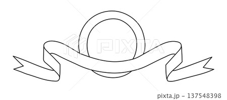 Award Badge With Ribbon Banner Outline Illustration 137548398