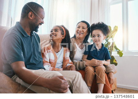 Family, grandparents and children on sofa with smile for bonding, relationship and love. Home, living room and happy grandmother, grandfather and kids together for happiness, laughing and relax Family, grandparents and children on sofa with smile for bonding, relationship and love. Home, living room and happy grandmother, grandfather and kids together for happiness, laughing and relax 137548601