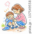転んで泣いている子供を優しくなだめている母親イラスト 137549558