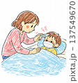 熱のある子供の体温を測る母親 看病イラスト 137549670