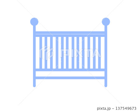 ベビーベッドアイコン　シンプル　ブルー 137549673
