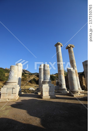 The ruins of the ancient city of Sardes, the capital of the Lydian State, are located in the town of Sart in Salihli district today. 137550765