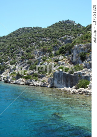 A small seaside town Antalya. Flooded ancient Lycian city as a result of the earthquake city. A small seaside town Antalya. Flooded ancient Lycian city as a result of the earthquake city. 137551829