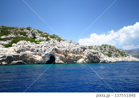 A small seaside town Antalya. Flooded ancient Lycian city as a result of the earthquake city. Near the city of Simena in the vicinity of Kekova Turkey. A small seaside town Antalya. Flooded ancient Lycian city as a result of the earthquake city. Near the city of Simena in the vicinity of Kekova Turkey. 137551848