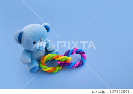 Blue teddy bear supporting autism awareness and neurodiversity 137552041