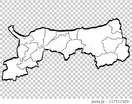 鳥取県地図・市町村区分のイラスト (筆タッチ) シンプル 鳥取県地図・市町村区分のイラスト (筆タッチ) シンプル 137552309