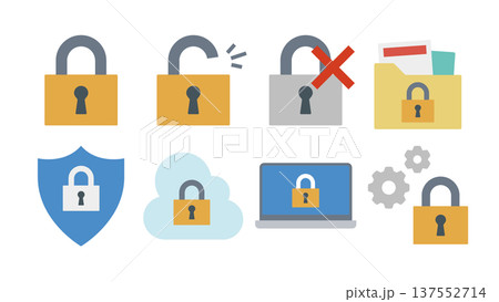 サイバーセキュリティのイメージの南京錠のアイコンセット 137552714