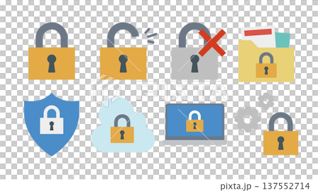 サイバーセキュリティのイメージの南京錠のアイコンセット 137552714