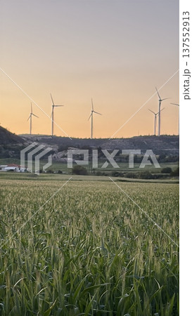 Alternative types of electricity generation, wind power generation. Electricity production system from natural sources, renewable energy. 137552913