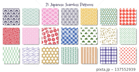 日本のかわいい和柄模様のセット 137552939