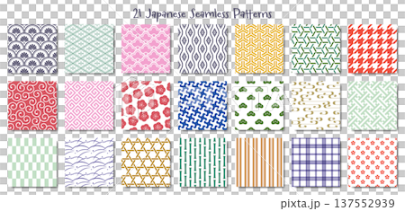 日本のかわいい和柄模様のセット 137552939