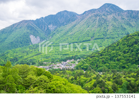 新緑の中の平湯温泉街《岐阜県 高山市 奥飛騨温泉郷》 137553141
