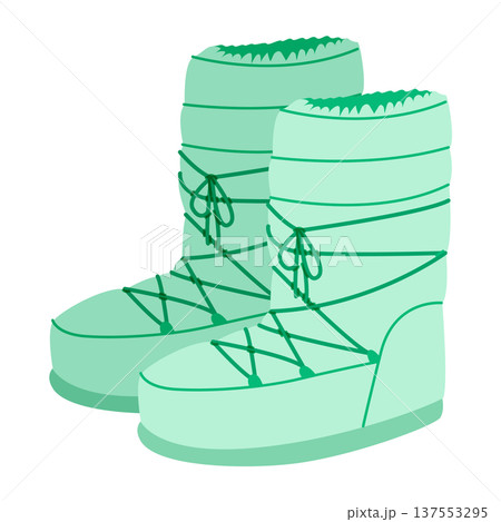 Mint lace-up padded winter boot women flat pair. Wrapped construction with front lacing for expedition alpine, cold. Mint lace-up padded winter boot women flat pair. Wrapped construction with front lacing for expedition alpine, cold. 137553295