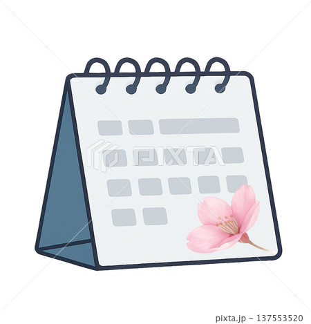 桜付き卓上カレンダーのイラスト 春の予定管理素材 137553520