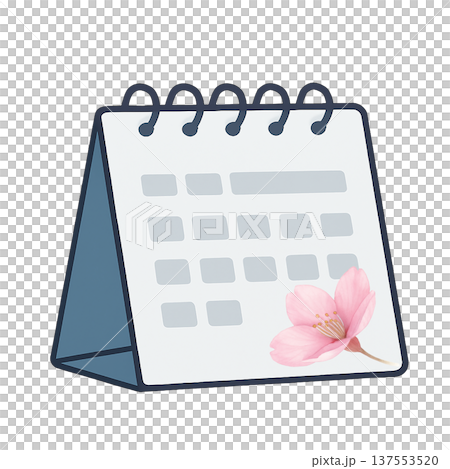 桜付き卓上カレンダーのイラスト 春の予定管理素材 137553520