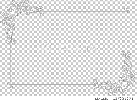 Vintage calligraphy style frame material 266 <decorative border, decorative frame, heart, line drawing, black and white> 137553572