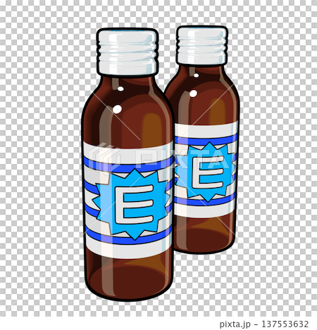 Illustration material of quasi-drugs: Two energy drinks (1_1) Color line drawing 137553632