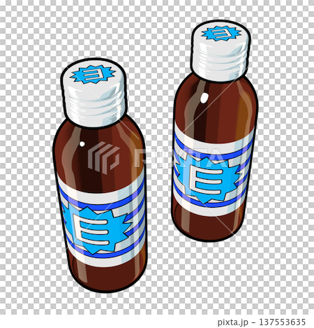 Illustration material of quasi-drugs: Two energy drinks (1_4) Color line drawing 137553635
