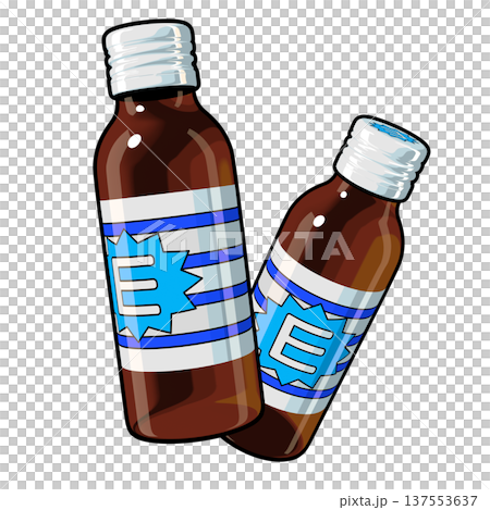 準藥物插圖資料：兩種能量飲料（1_6）彩色線描圖 137553637