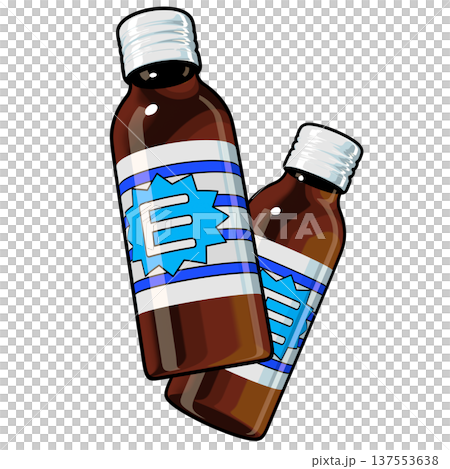 Illustration material of quasi-drugs: Two energy drinks (1_7) Color line drawing Illustration material of quasi-drugs: Two energy drinks (1_7) Color line drawing 137553638