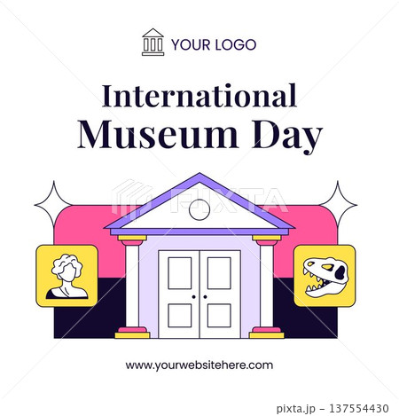 International Museum Day Flat Cartoon Hand Drawn Social Media Illustration Background 137554430