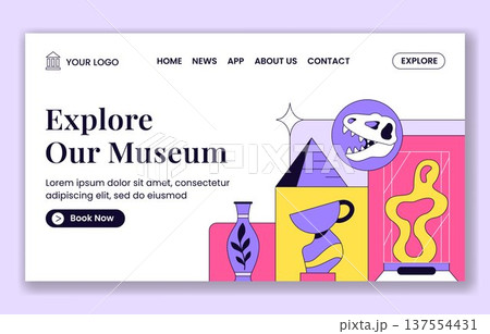 International Museum Day Social Media Landing Page Flat Cartoon Hand Drawn Template 137554431