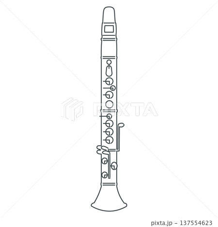 ミニマルデザインのクラリネット線画イラスト 137554623