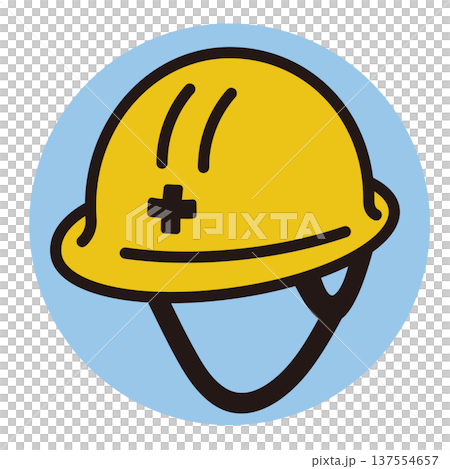 Safety helmet icon. A helmet worn in construction, work, and disaster prevention. Safety helmet icon. A helmet worn in construction, work, and disaster prevention. 137554657
