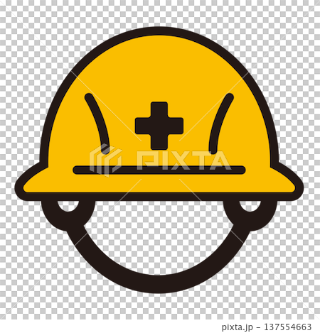 Safety helmet icon. A helmet worn in construction, work, and disaster prevention. Safety helmet icon. A helmet worn in construction, work, and disaster prevention. 137554663