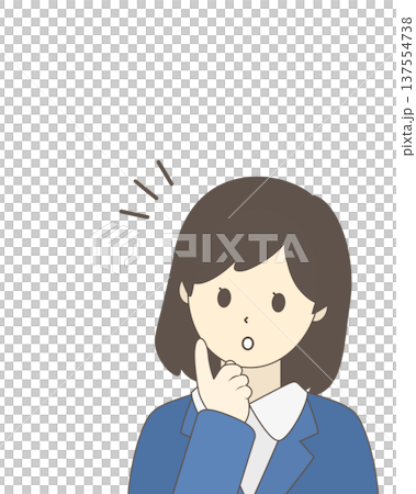 A businesswoman coming up with an idea | Illustration of a female office worker with her finger raised 137554738