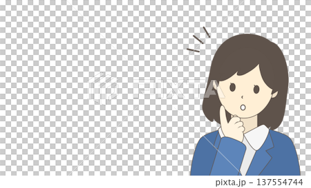 一位女商人正在構思一個想法 | 一位女上班族舉起手指的插圖 一位女商人正在構思一個想法 | 一位女上班族舉起手指的插圖 137554744